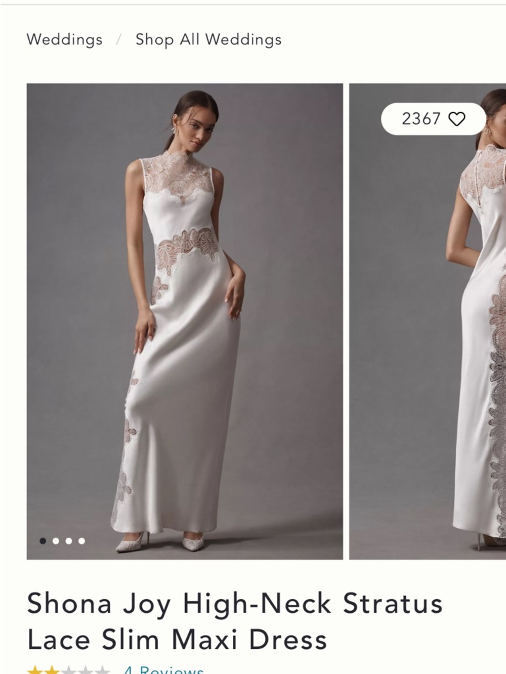 Shona Joy White High-Neck Stratus Lace Slim Maxi Dress